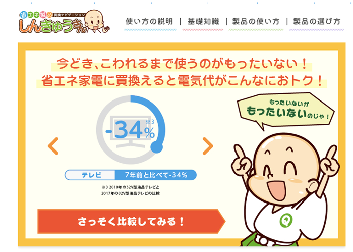 環境省が運営する電気代を見直すためのサイト「しんきゅうさん」